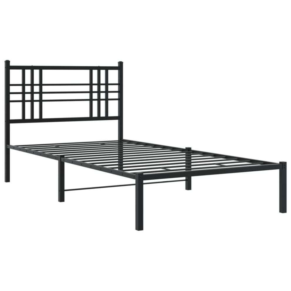 Vidaxl (Black, 100X190 Cm/With Headboard) Metal Bed Frame With Headboard Home Bed Base Bedstead Black 100X200 Cm