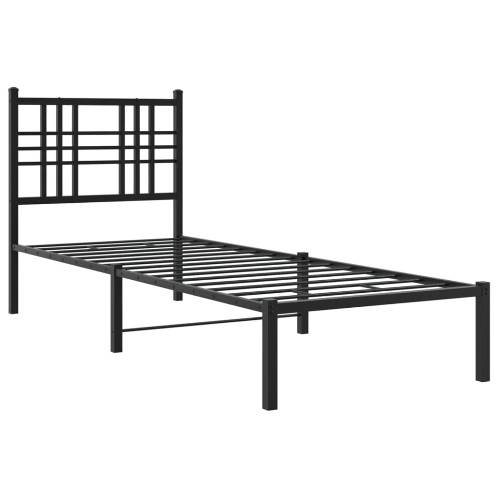 (black, 75x190 cm/with headboard) vidaXL Metal Bed Frame with Headboard Home Bed Base Bedstead Black 100x200 cm