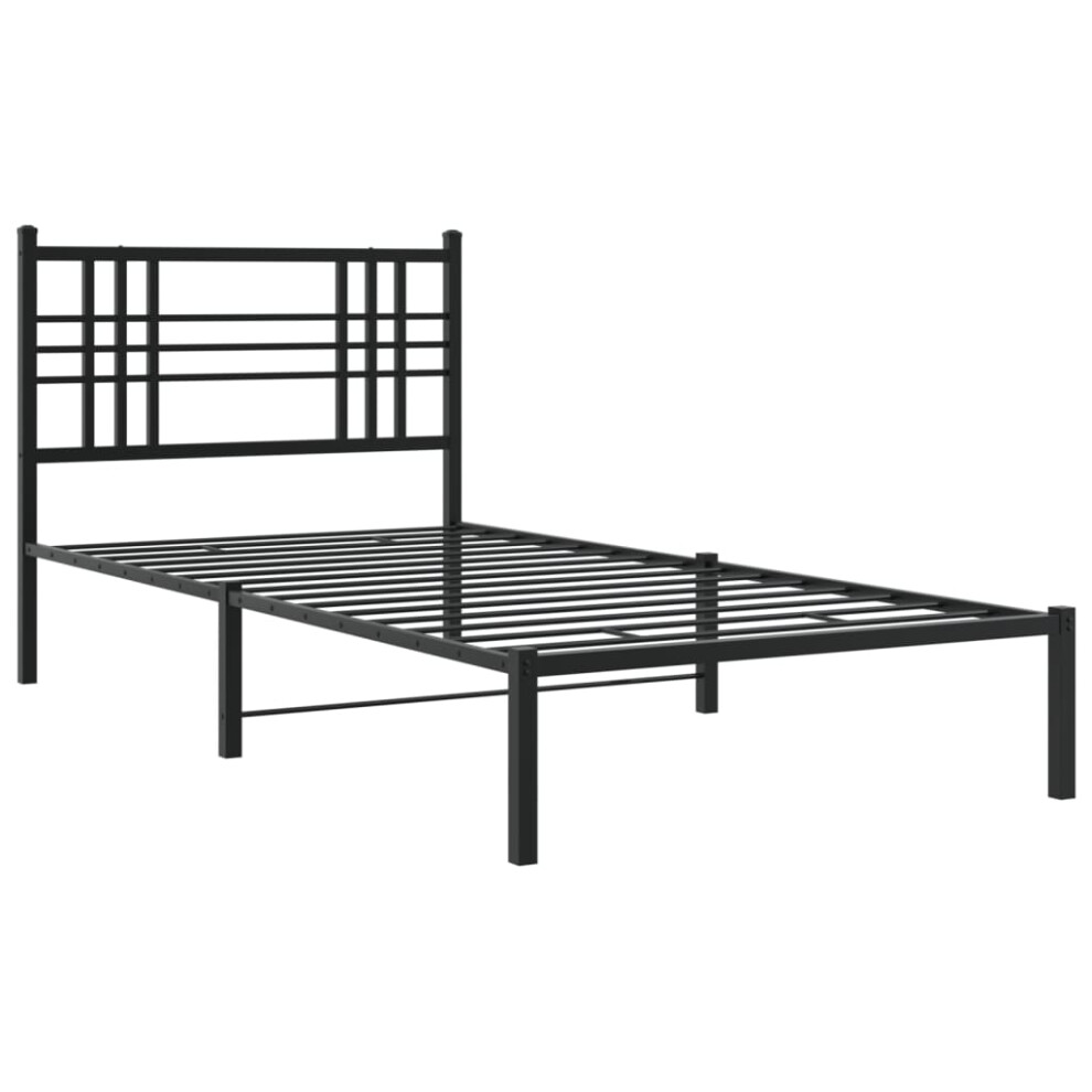 Vidaxl (Black, 90X200 Cm/With Headboard) Metal Bed Frame With Headboard Home Bed Base Bedstead Black 100X200 Cm