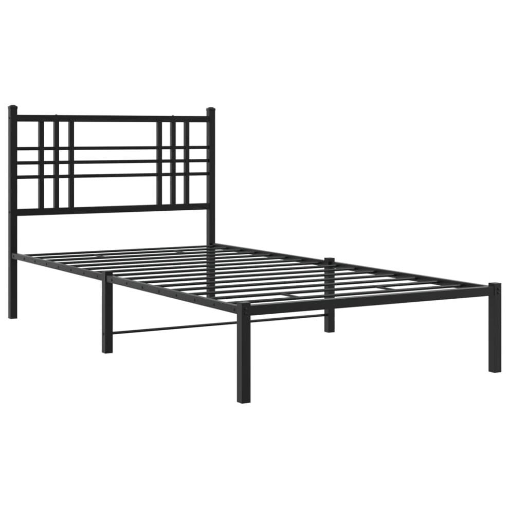 Vidaxl (Black, 90X190 Cm/With Headboard) Metal Bed Frame With Headboard Home Bed Base Bedstead Black 100X200 Cm