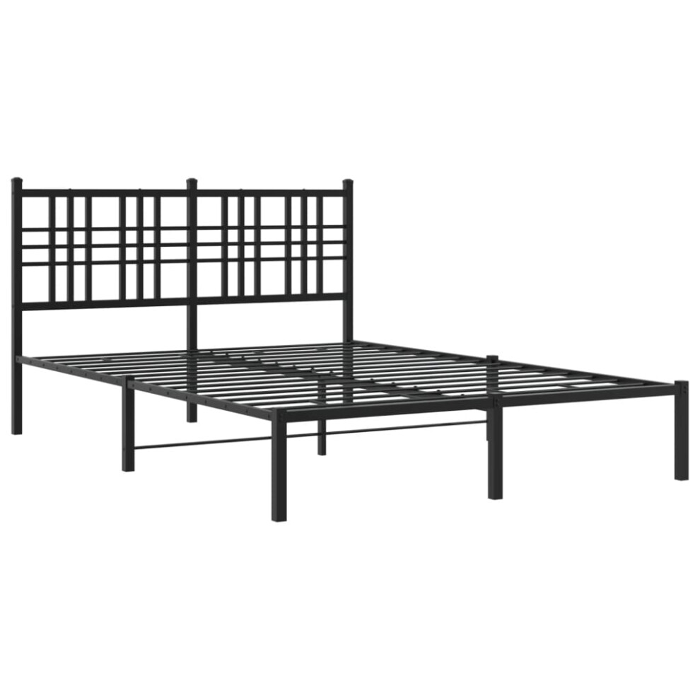 (black, 135x190 cm/with headboard) vidaXL Metal Bed Frame with Headboard Home Bed Base Bedstead Black 100x200 cm