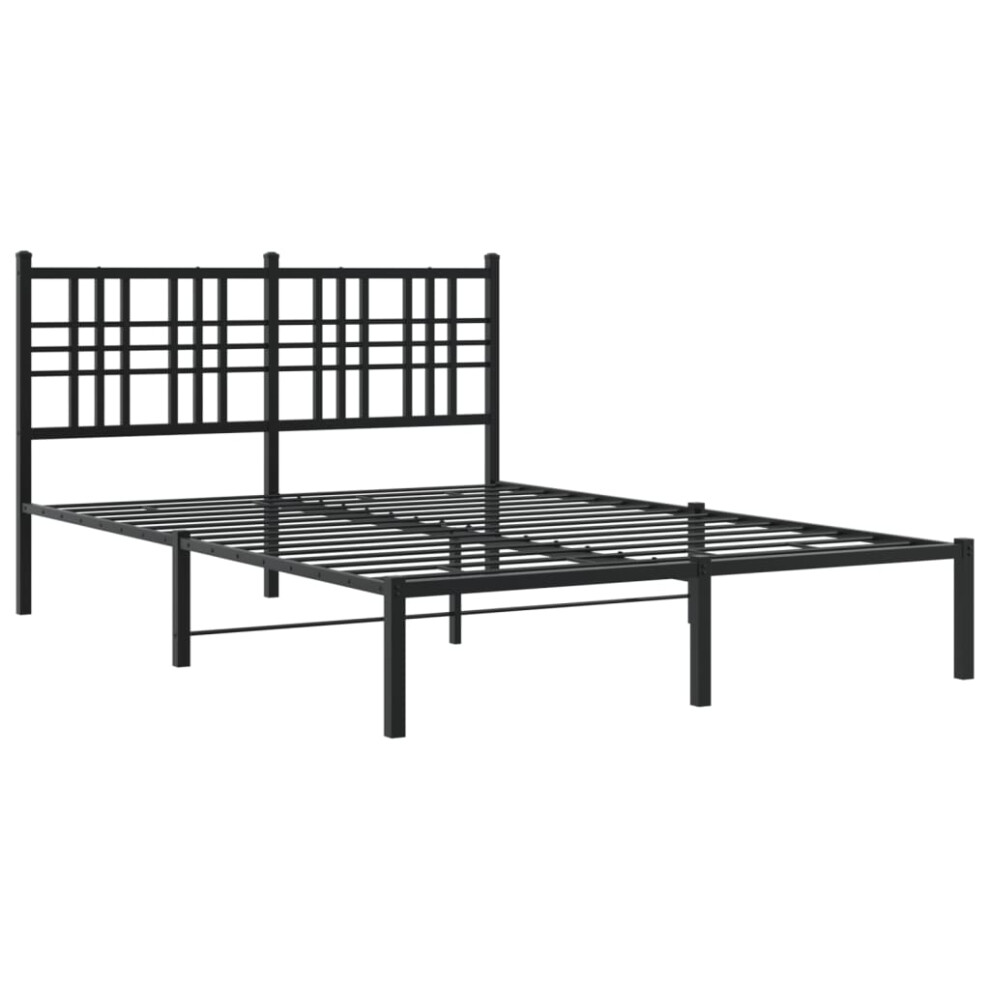 Vidaxl (Black, 120X190 Cm/With Headboard) Metal Bed Frame With Headboard Home Bed Base Bedstead Black 100X200 Cm