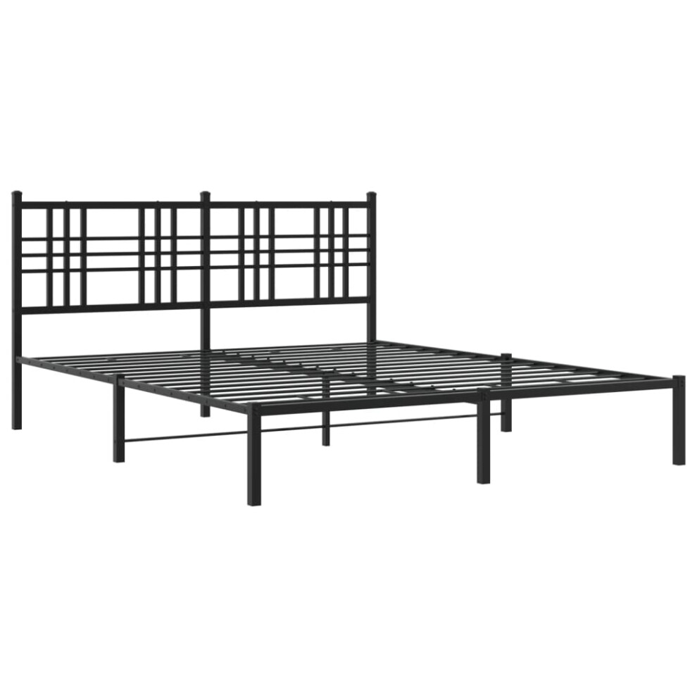 (black, 160x200 cm/with headboard) vidaXL Metal Bed Frame with Headboard Home Bed Base Bedstead Black 100x200 cm