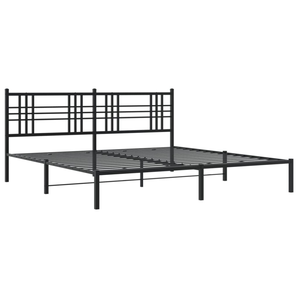 (black, 193x203 cm/with headboard) vidaXL Metal Bed Frame with Headboard Home Bed Base Bedstead Black 100x200 cm