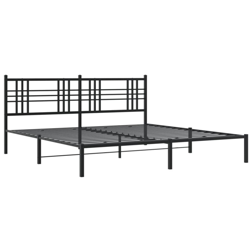 (black, 183x213 cm/with headboard) vidaXL Metal Bed Frame with Headboard Home Bed Base Bedstead Black 100x200 cm