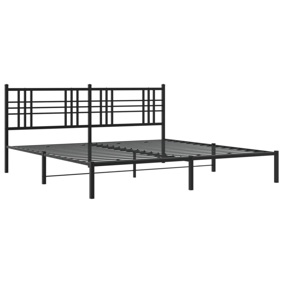 (black, 200x200 cm/with headboard) vidaXL Metal Bed Frame with Headboard Home Bed Base Bedstead Black 100x200 cm