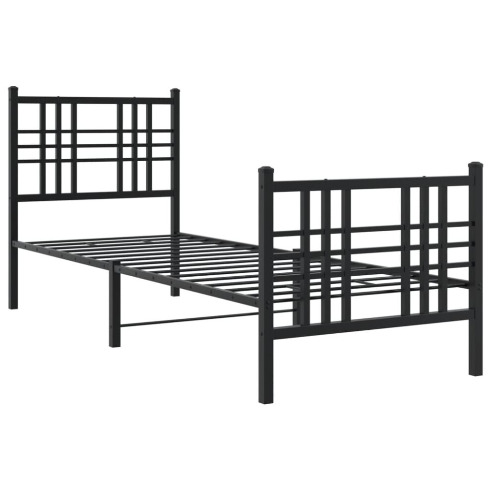 Vidaxl (Black, 80X200 Cm/With Headboard & Footboard) Metal Bed Frame With Headboard Home Bed Base Bedstead Black 100X200 Cm