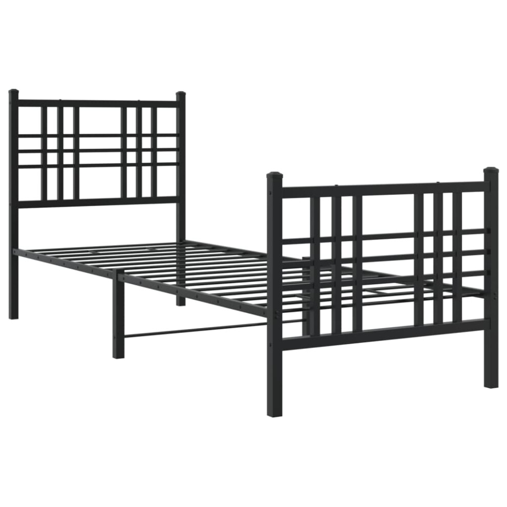 Vidaxl (Black, 75X190 Cm/With Headboard & Footboard) Metal Bed Frame With Headboard Home Bed Base Bedstead Black 100X200 Cm