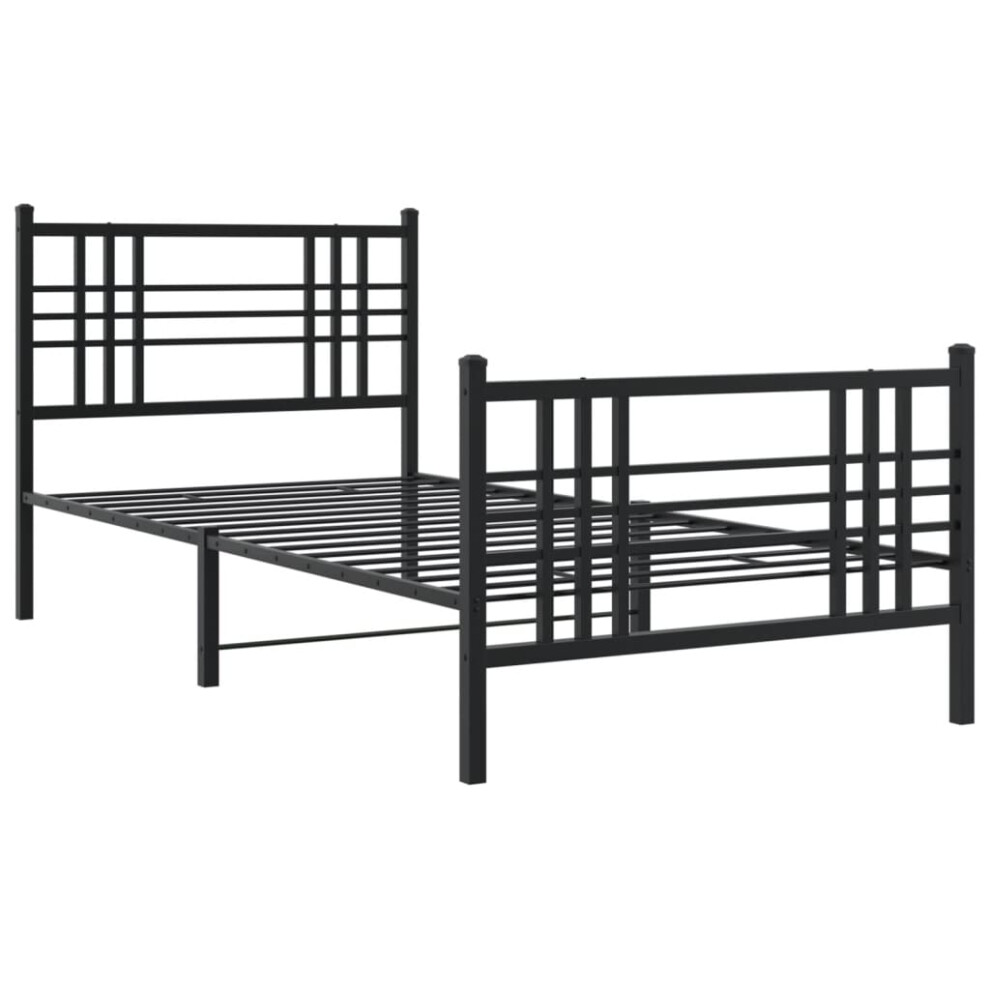 Vidaxl (Black, 90X200 Cm/With Headboard & Footboard) Metal Bed Frame With Headboard Home Bed Base Bedstead Black 100X200 Cm