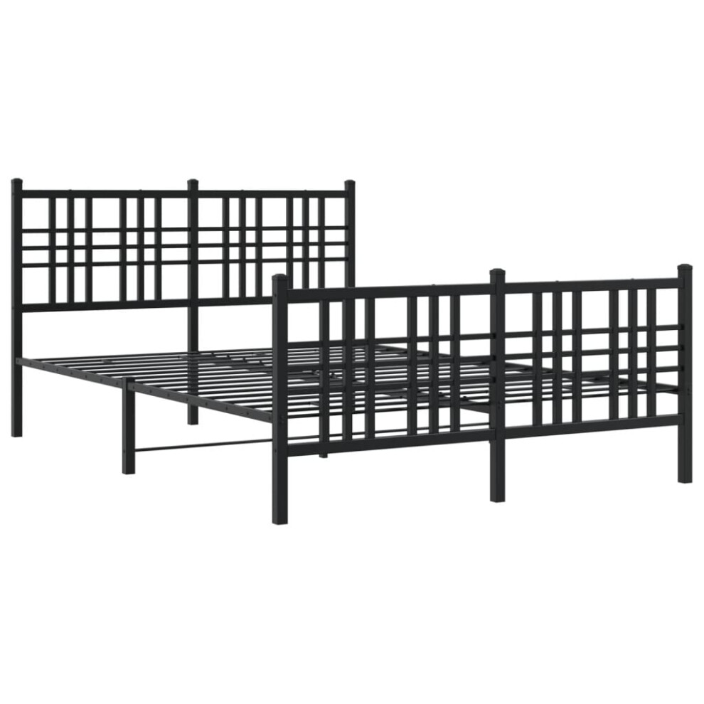 (black, 120x200 cm/with headboard & footboard) vidaXL Metal Bed Frame with Headboard Home Bed Base Bedstead Black 100x200 cm