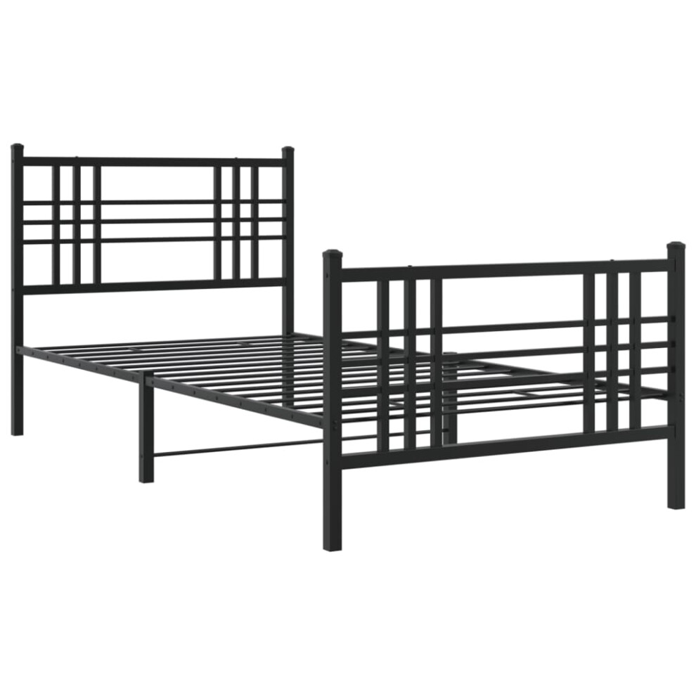 Vidaxl (Black, 100X190 Cm/With Headboard & Footboard) Metal Bed Frame With Headboard Home Bed Base Bedstead Black 100X200 Cm
