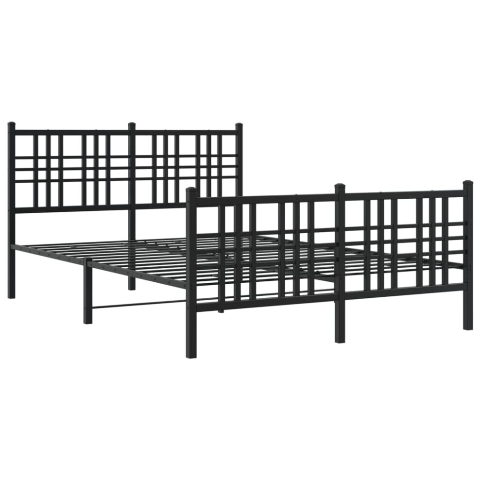 Vidaxl Black (, 140X190 Cm/With Headboard & Footboard) Metal Bed Frame With Headboard Home Bed Base Bedstead 100X200 Cm
