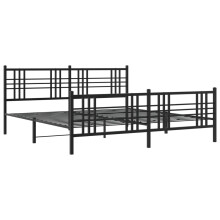 (black, 193x203 cm/with headboard & footboard) vidaXL Metal Bed Frame with Headboard Home Bed Base Bedstead Black 100x200 cm