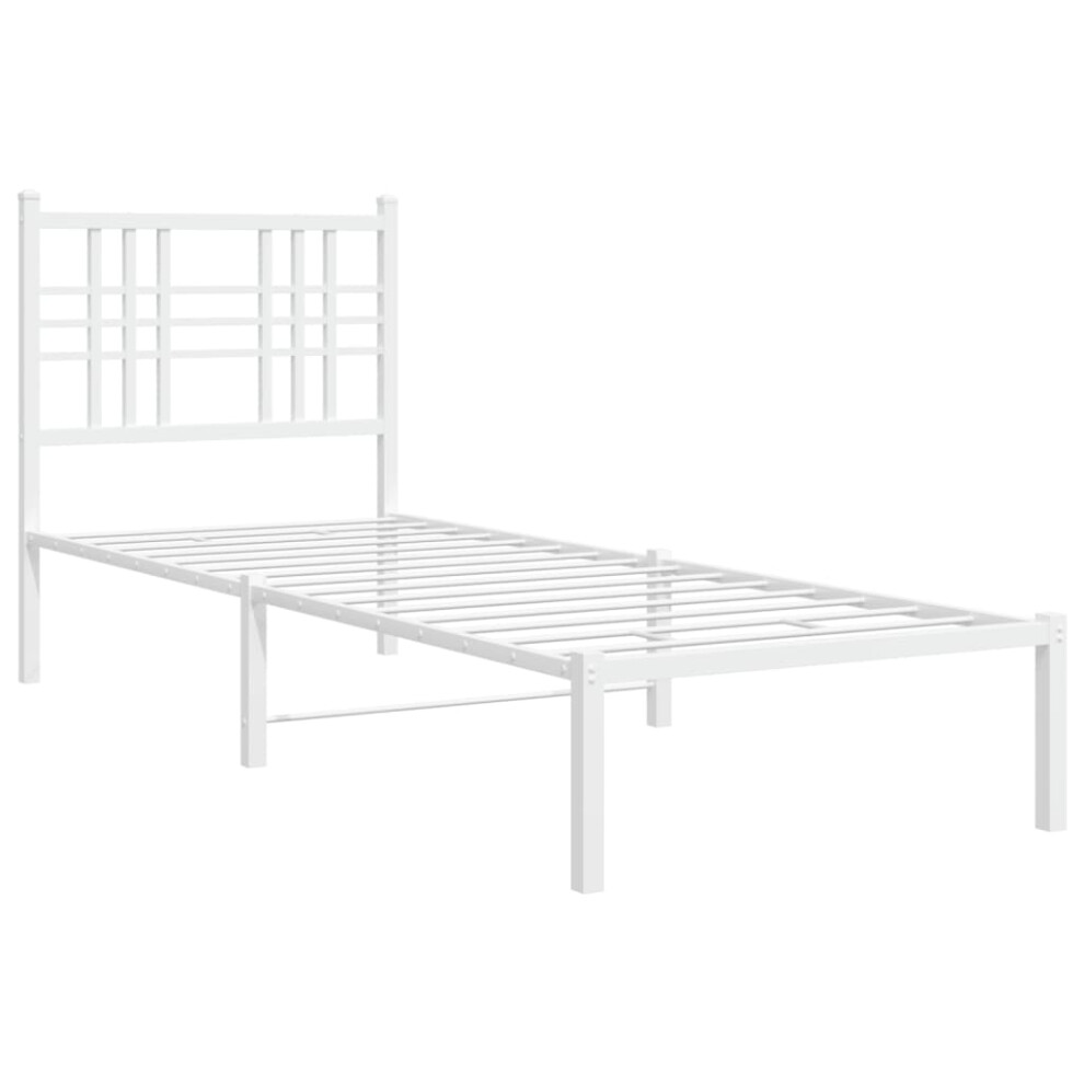 (white, 75x190 cm/with headboard) vidaXL Metal Bed Frame with Headboard Home Bed Base Bedstead Black 100x200 cm