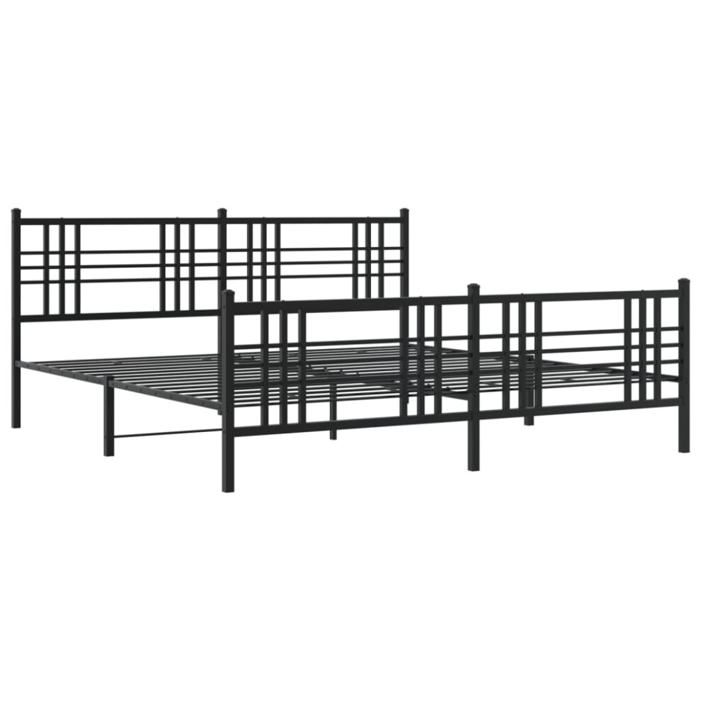 (black, 183x213 cm/with headboard & footboard) vidaXL Metal Bed Frame with Headboard Home Bed Base Bedstead Black 100x200 cm