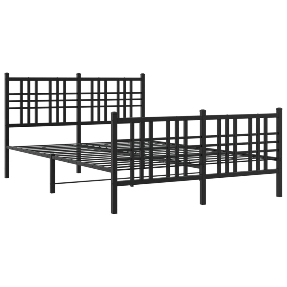 Vidaxl (Black, 120X190 Cm/With Headboard & Footboard) Metal Bed Frame With Headboard Home Bed Base Bedstead Black 100X200 Cm