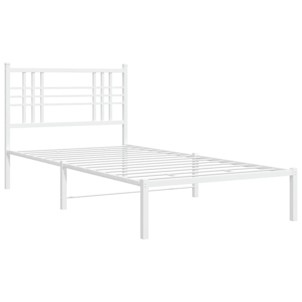 (white, 90x190 cm/with headboard) vidaXL Metal Bed Frame With Headboard Home Bed Base Bedstead Black 100x200 Cm