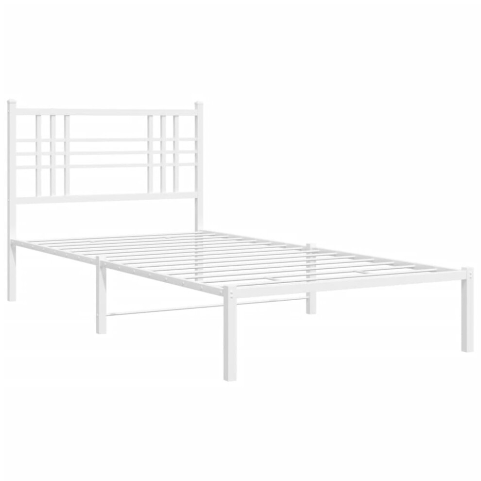 Vidaxl (White, 100X190 Cm/With Headboard) Metal Bed Frame With Headboard Home Bed Base Bedstead Black 100X200 Cm