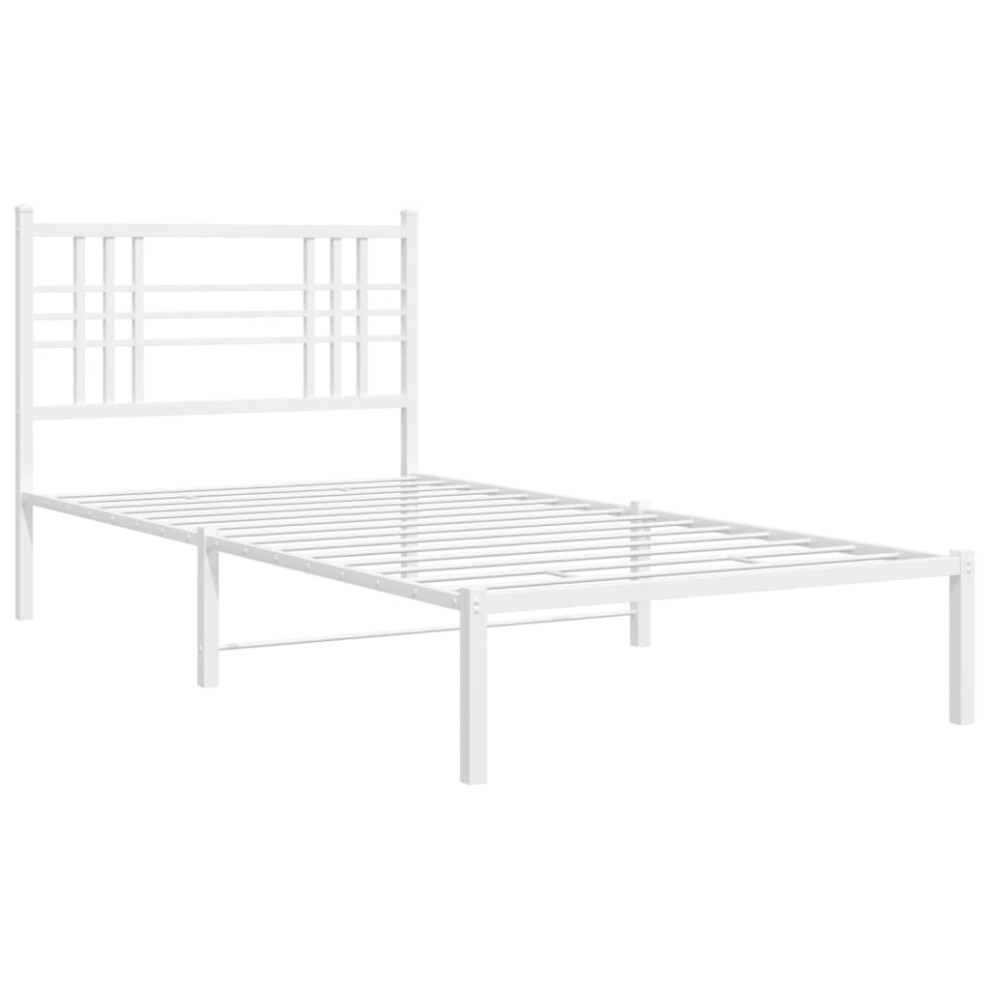 Vidaxl (White, 100X200 Cm/With Headboard) Metal Bed Frame With Headboard Home Bed Base Bedstead Black 100X200 Cm