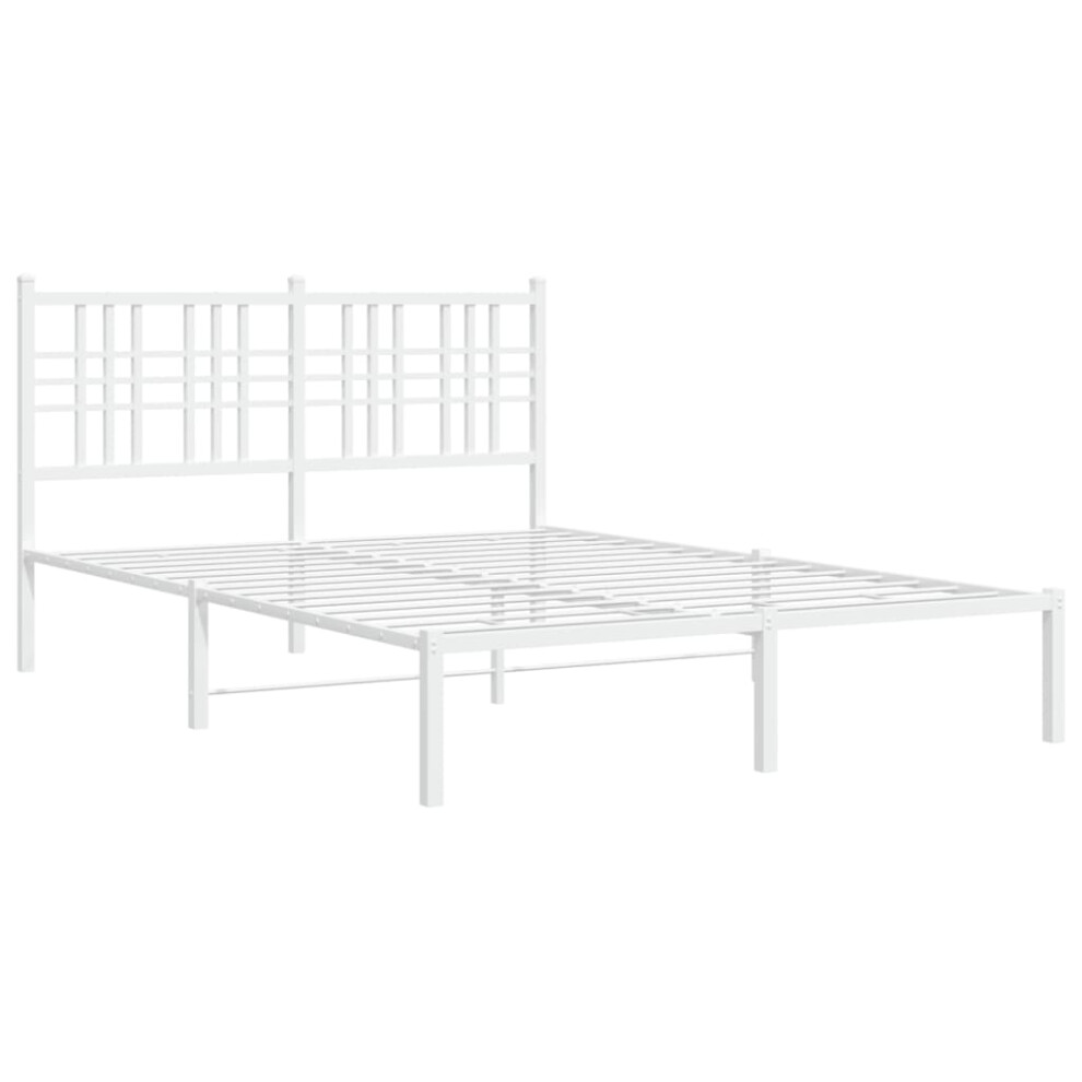 Vidaxl (White, 140X190 Cm/With Headboard) Metal Bed Frame With Headboard Home Bed Base Bedstead Black 100X200 Cm