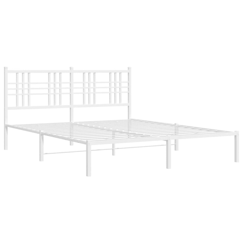 (white, 160x200 cm/with headboard) vidaXL Metal Bed Frame with Headboard Home Bed Base Bedstead Black 100x200 cm