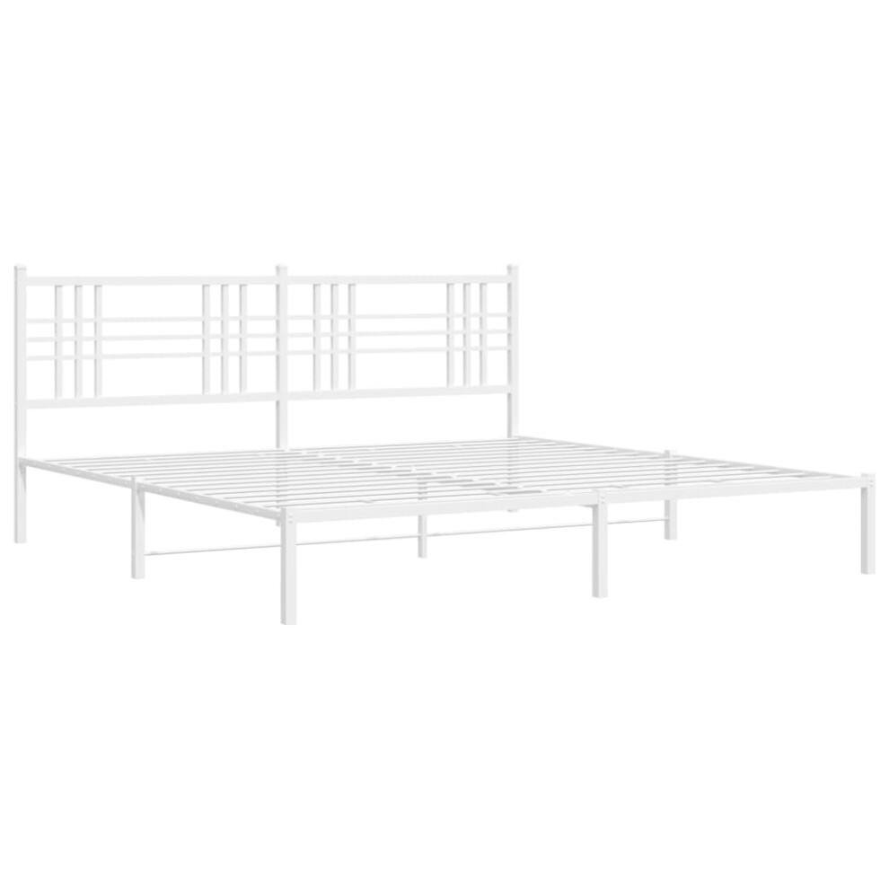 (white, 183x213 cm/with headboard) vidaXL Metal Bed Frame with Headboard Home Bed Base Bedstead Black 100x200 cm