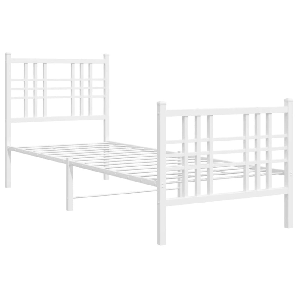 (white, 75x190 cm/with headboard & footboard) vidaXL Metal Bed Frame with Headboard Home Bed Base Bedstead Black 100x200 cm