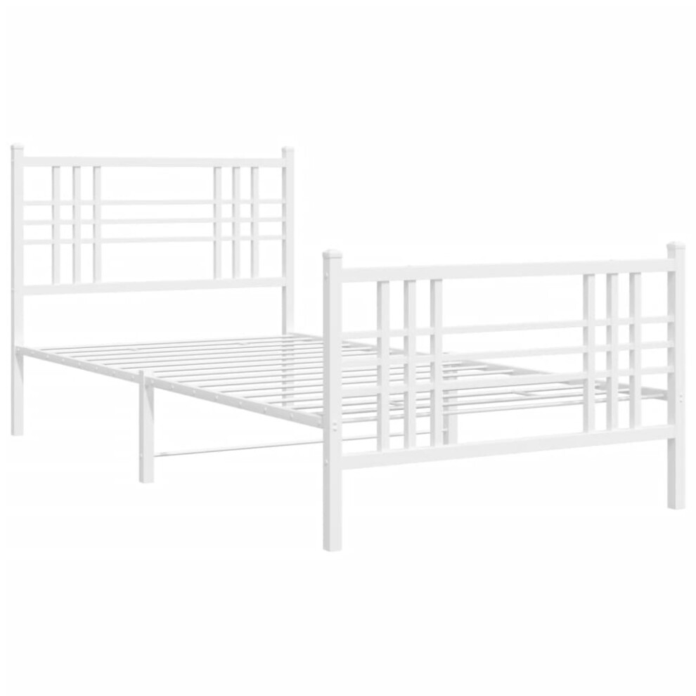 Vidaxl (White, 90X190 Cm/With Headboard & Footboard) Metal Bed Frame With Headboard Home Bed Base Bedstead Black 100X200 Cm