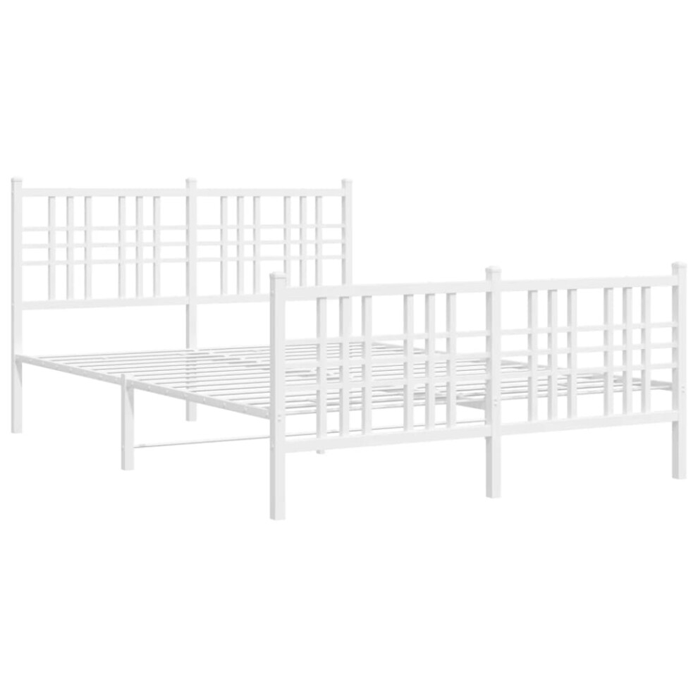 Vidaxl (White, 120X190 Cm/With Headboard & Footboard) Metal Bed Frame With Headboard Home Bed Base Bedstead Black 100X200 Cm