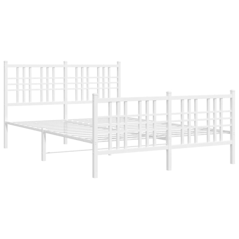 (white, 120x190 cm/with headboard & footboard) vidaXL Metal Bed Frame with Headboard Home Bed Base Bedstead Black 100x200 cm