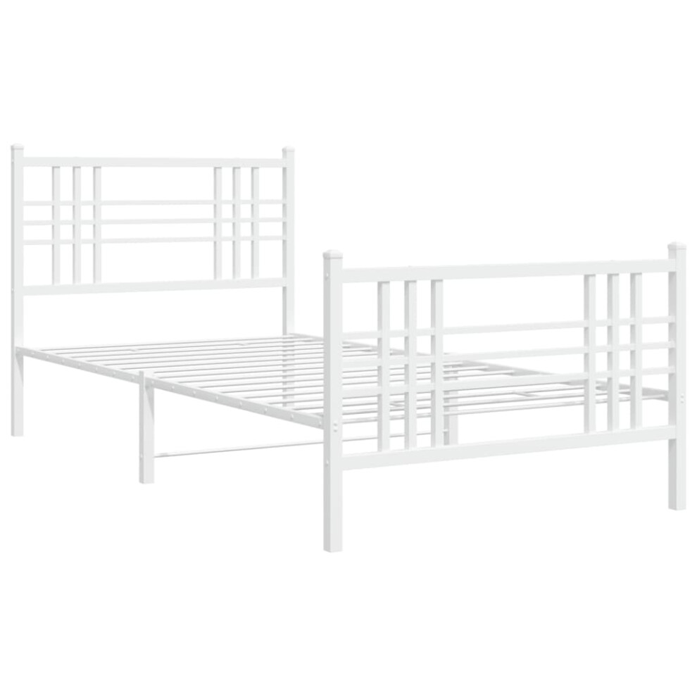 (white, 107x203 cm/with headboard & footboard) vidaXL Metal Bed Frame with Headboard Home Bed Base Bedstead Black 100x200 cm