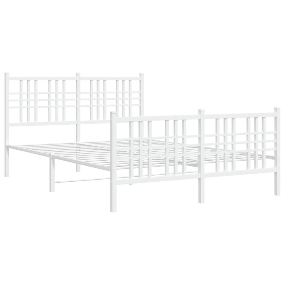 (white, 120x200 cm/with headboard & footboard) vidaXL Metal Bed Frame with Headboard Home Bed Base Bedstead Black 100x200 cm