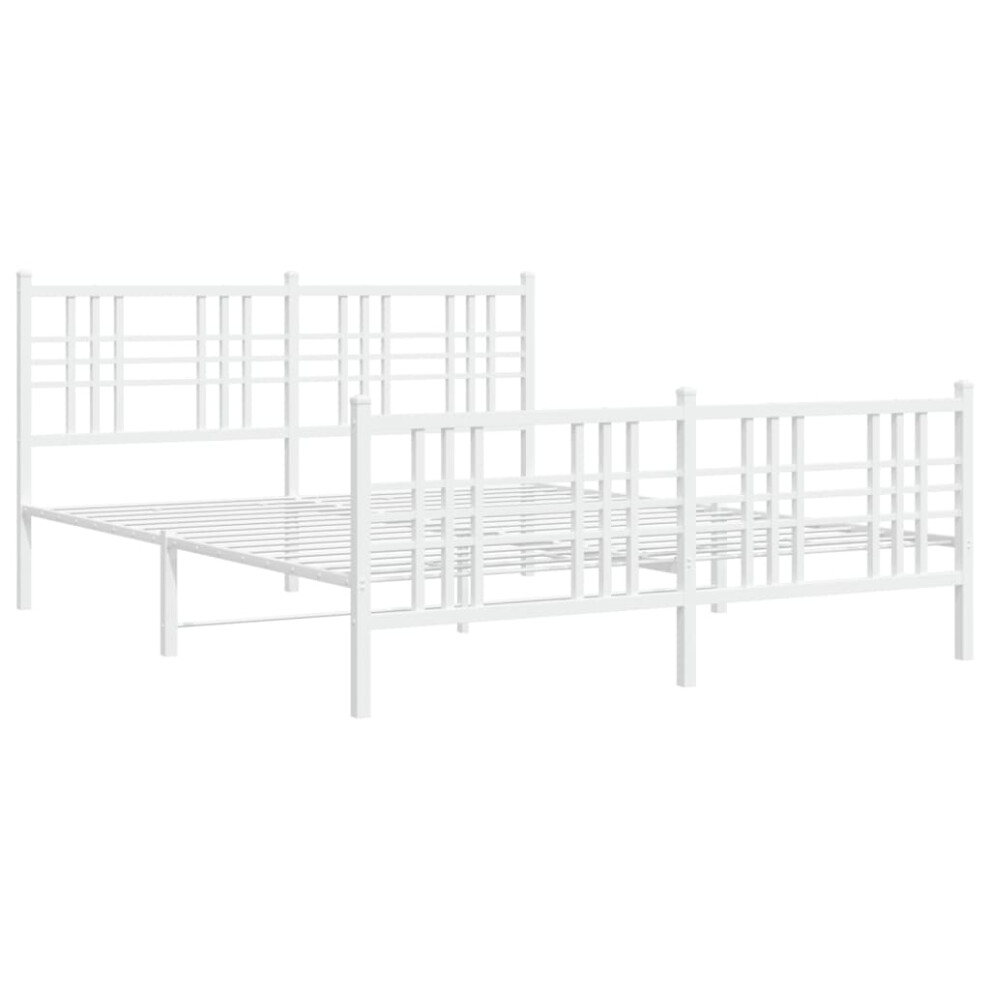 (white, 150x200 cm/with headboard & footboard) vidaXL Metal Bed Frame with Headboard Home Bed Base Bedstead Black 100x200 cm