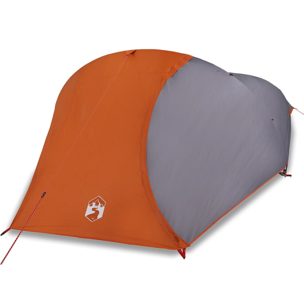 (Grey and orange) vidaXL Camping Tent Dome 4-Person Lightweight Tent Grey and Orange Waterproof