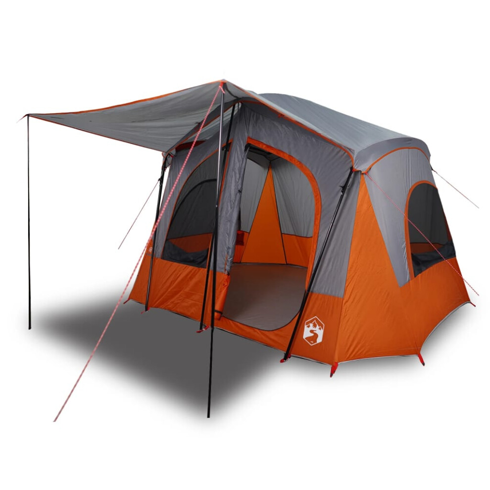 (Grey and orange) vidaXL Camping Tent Cabin 5-Person Lightweight Tent Grey and Orange Waterproof