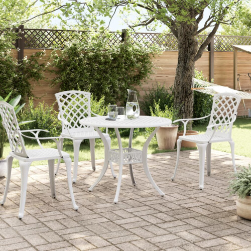 VidaXL vidaXL Gartentisch Weiß Ø90x75 cm Aluminiumguss 2