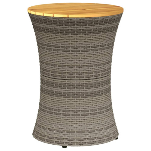 VidaXL (grey) vidaXL Garden Side Table Dining Table Drum Shape Poly Rattan and Solid Wood