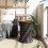 VidaXL (black) vidaXL Garden Side Table Dining Table Drum Shape Poly Rattan and Solid Wood 3