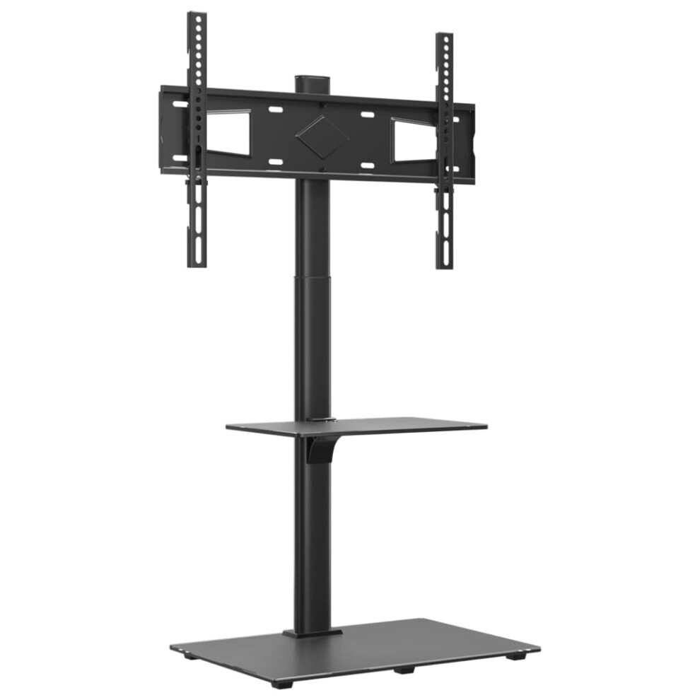 (2-Tiers) vidaXL Corner TV Stand for 32-65 Inch Swivel Cantilever TV Floor Stand Black