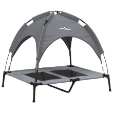 (92 x 77 x 85 cm) vidaXL Dog Bed with Canopy Elevated Dog Cot Anthracite Oxford Fabric and Steel