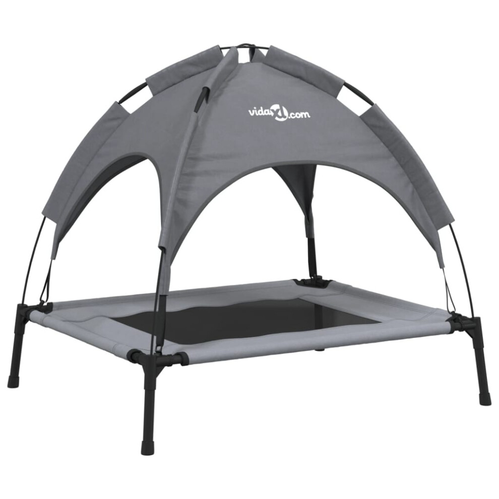 Vidaxl (76 X 62 X 72 Cm) Dog Bed With Canopy Elevated Dog Cot Oxford Fabric And Steel Anthracite