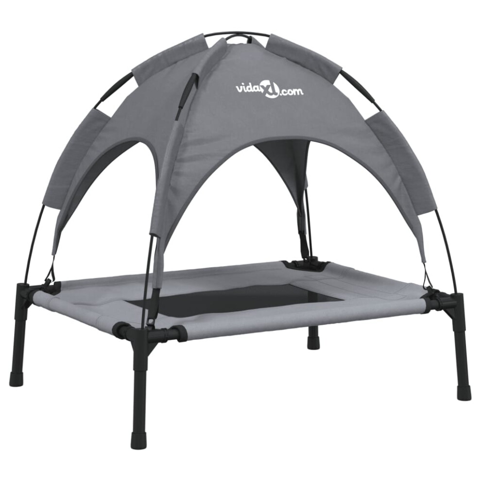 Vidaxl (62 X 48 X 61 Cm) Dog Bed With Canopy Elevated Dog Cot Oxford Fabric And Steel Anthracite