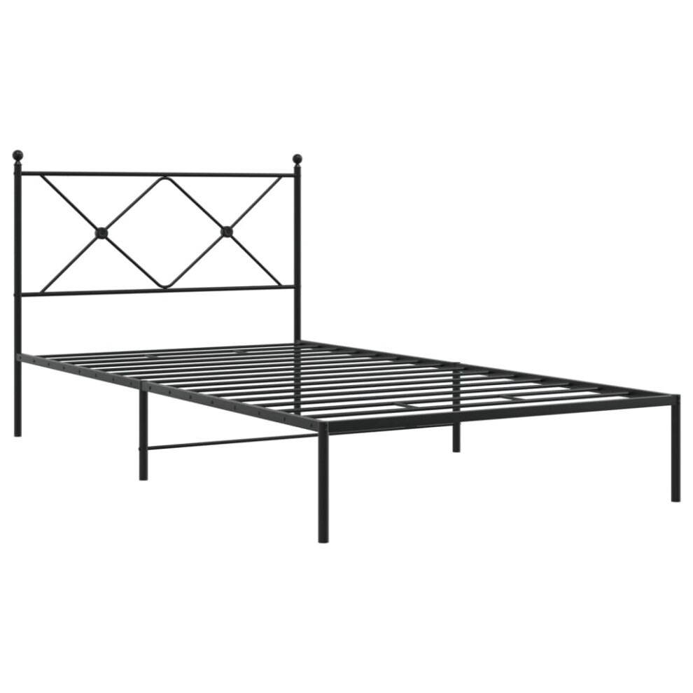 Vidaxl (Black, 100X190 Cm/With Headboard) Metal Bed Frame With Headboard And Footboard Bed Base Black 80X200 Cm
