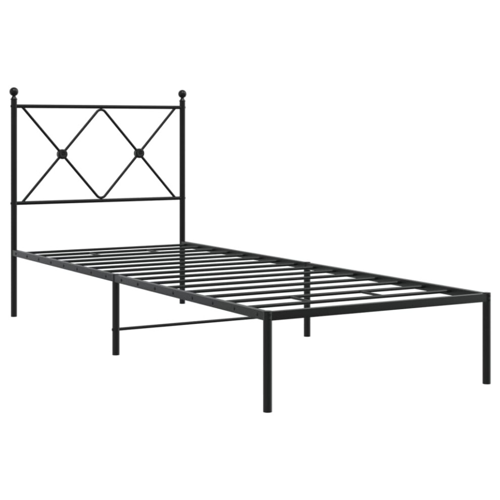 Vidaxl (Black, 75X190 Cm/With Headboard) Metal Bed Frame With Headboard And Footboard Bed Base Black 80X200 Cm