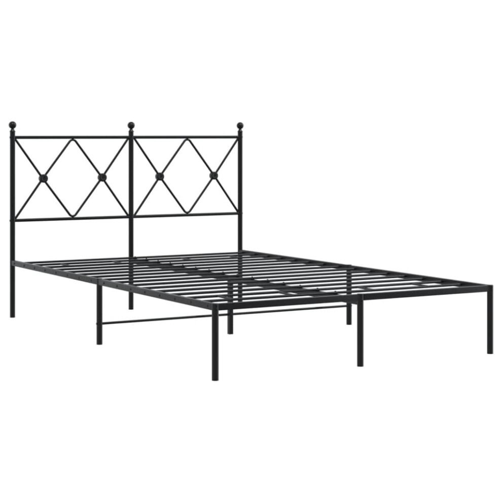 Vidaxl (Black, 120X190 Cm/With Headboard) Metal Bed Frame With Headboard And Footboard Bed Base Black 80X200 Cm