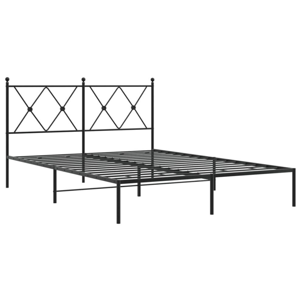 Vidaxl (Black, 140X190 Cm/With Headboard) Metal Bed Frame With Headboard And Footboard Bed Base Black 80X200 Cm