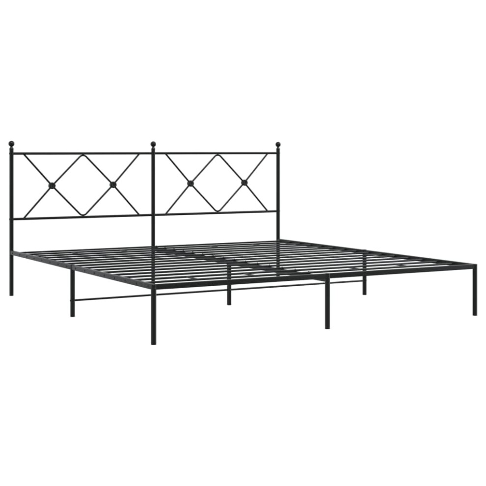 Vidaxl (Black, 183X213 Cm/With Headboard) Metal Bed Frame With Headboard And Footboard Bed Base Black 80X200 Cm