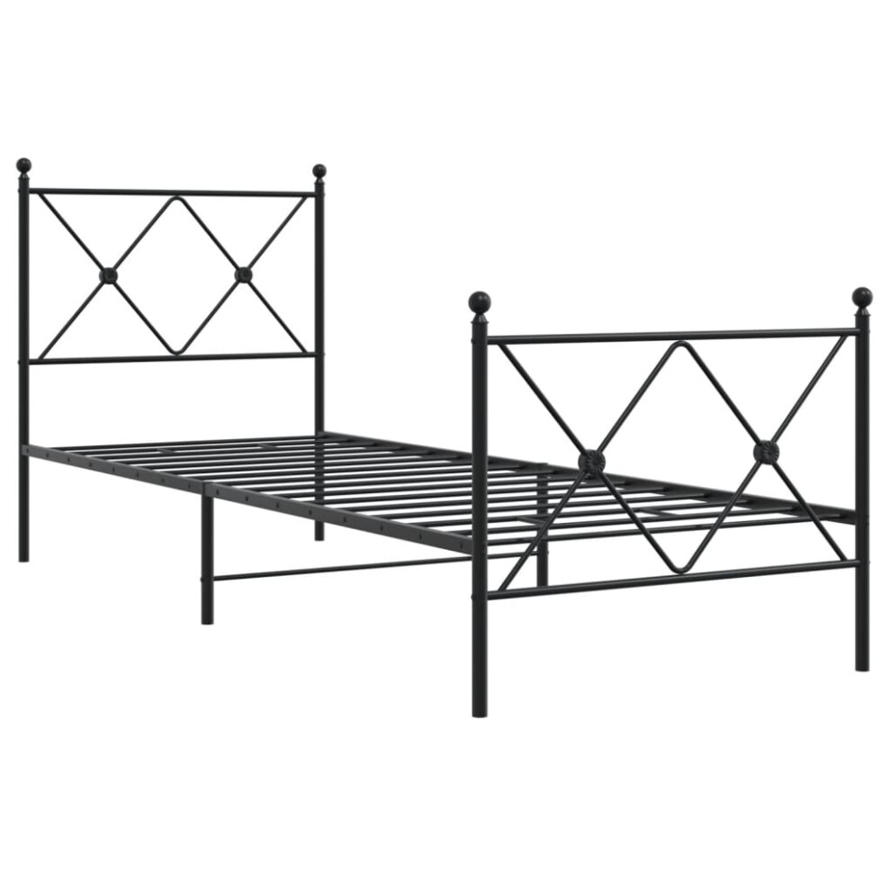 Vidaxl (Black, 80X200 Cm/With Headboard & Footboard) Metal Bed Frame With Headboard And Footboard Bed Base Black 80X200 Cm