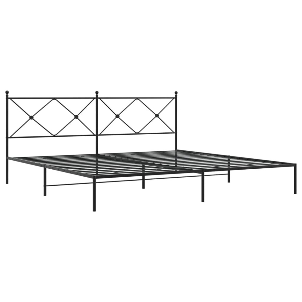 Vidaxl (Black, 200X200 Cm/With Headboard) Metal Bed Frame With Headboard And Footboard Bed Base Black 80X200 Cm