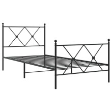 (black, 90x200 cm/with headboard & footboard) vidaXL Metal Bed Frame with Headboard and Footboard Bed Base Black 80x200 cm
